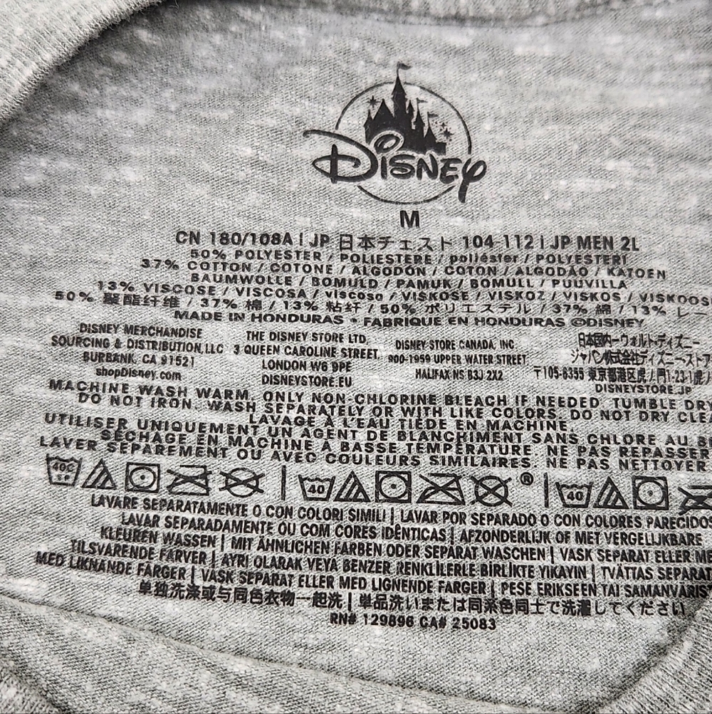 Disney Mickey Mouse Retro Style Spell Out Grey Tee Shirt.  Medium - Picture 3 of 6